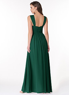 Azazie Zapheira Bridesmaid Dresses Emerald A-Line Ruched Chiffon Dress image2