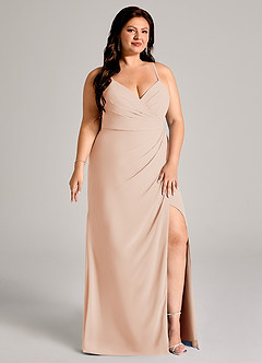 Azazie Maci Bridesmaid Dresses English Rose Sheath Pleated Chiffon Dress image11