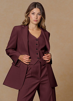 front Rowan Cabernet Refined Weave Performance blazer
