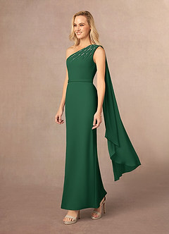 Azazie Gianna Mother of the Bride Dresses Dark Green One Shoulder Stretch Crepe Dress image2