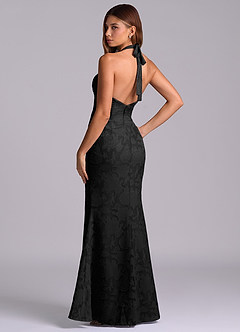 Azazie Valerie Final Sale Black Mermaid Pleated Floral Burnout Dress image6
