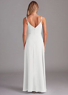 Azazie Daenerys Bridesmaid Dresses White A-Line Cowl Chiffon Dress image2