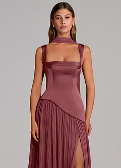 Azazie Stephanie Bridesmaid Dresses Desert Rose A-Line Pleated Stretch Satin Dress image6