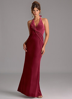 Azazie Valerie Bridesmaid Dresses Burgundy Mermaid Velvet Dress image4