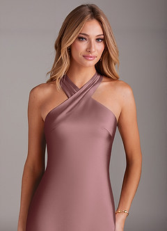 Azazie Doretta Bridesmaid Dresses Vintage Mauve Mermaid Pleated Stretch Satin Dress image5