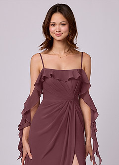 Barbie ♥ Azazie Bridesmaid Dresses Sangria A-Line Off the Shoulder Chiffon Convertible Dress image2