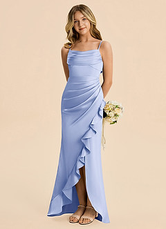 Azazie Mia Junior Ice Mermaid Pleated Stretch Satin Dress image1