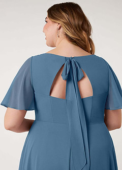 Azazie Kimber Vestidos de damas de honor Vestido de Bermudas de Gasa de Corte en A con Manga volante image14