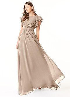 Azazie Daphne Modest Bridesmaid Dresses A-Line Ruffled Chiffon Floor-Length Dress image3