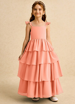Azazie Boba vestidos de niña de las flores Vestido de Atardecer de Gasa de Corte En A con Escote Cuadrado image6