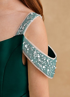 Azazie Judi Jurken voor bloemenmeisjes A-Lijn Jurk van Mat Satijn Pijnboom image5