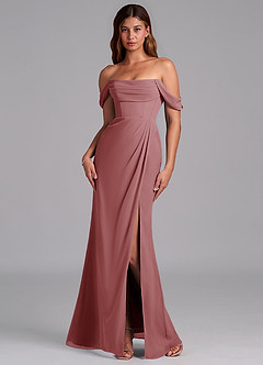 Azazie Johana Jurken voor bruidsmeisjes Converteerbaar Jurk van Chiffon met Zeemeermin Off the Shoulder Amethist image7