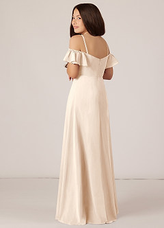 Azazie Juna Junior White Alabaster A-Line Off the Shoulder Chiffon Dress image5