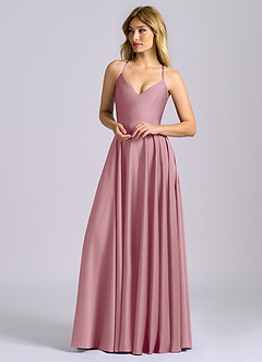 Azazie Truce Bridesmaid Dresses Vintage Mauve A-Line Stretch Satin Dress image4