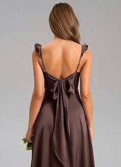 Azazie Everett Bridesmaid Dresses Ganache A-Line Stretch Satin Dress image7