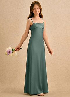 Azazie Mirabella Girls Formal Flower Girl Klänningar Klänning Tubklänning i Stretch Satin Hjärtformad urringning image4