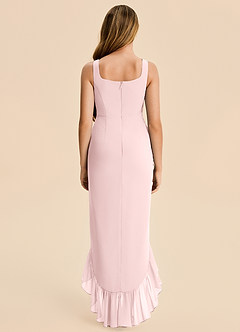 Azazie Reesie Junior Blushing Pink Sheath Ruched Chiffon Dress image2