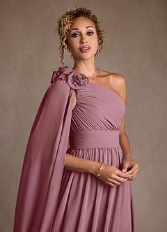 Azazie Lancaster Mother of the Bride Dresses Vintage Mauve A-Line One Shoulder Chiffon Dress image4