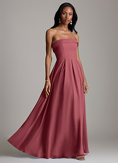 Azazie Lucienne Bridesmaid Dresses Merlot A-Line Strapless Chiffon Convertible Dress image6