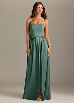 Azazie Calianna Bridesmaid Dresses Eucalyptus A-Line Off the Shoulder Stretch Satin Convertible Dress image8
