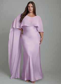 Azazie Stefania Brautjungfernkleider A-Linie Stretch-Satin Kleid Frostiges Flieder image9