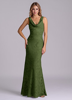 Azazie Rylina Bridesmaid Dresses Olive Mermaid Floral Burnout Dress image1