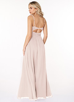 Azazie Yanelie Final Sale Rose Petal A-Line Scoop Pleated Chiffon Dress image7