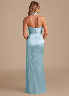 Azazie Jemma Bridesmaid Dresses Sky Blue Sheath Pleated Metallic Satin Dress image7