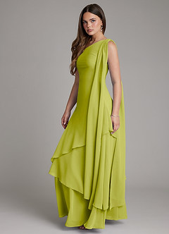 Azazie Monique Bridesmaid Dresses Lemongrass A-Line One Shoulder Chiffon Dress image3