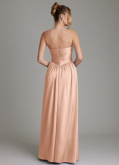 Azazie Zena Bridesmaid Dresses Rose Gold A-Line Strapless Stretch Satin Dress image6