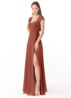 Azazie Hainsly Bridesmaid Dresses Auburn A-Line Sweetheart Neckline Chiffon Dress image3