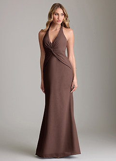 Azazie Valerie Bridesmaid Dresses Ganache Mermaid Pleated Chiffon Dress image1