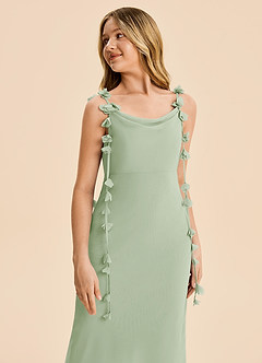 Azazie Trinity Junior Dusty Sage Mermaid Pleated Chiffon Dress image4