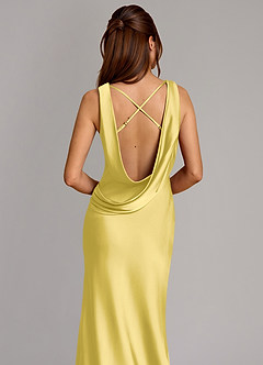 Azazie Cheryl Robes de demoiselle d'honneur Robe Sirène en Satin extensible Canari image2