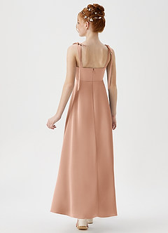 Azazie Rosey Junior Robe Trapèze en Satin extensible Encolure en Forme de Cœur Or Rose image6
