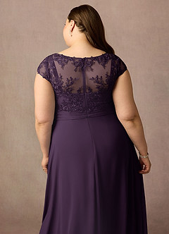 Azazie Irmeli Mother of the Bride Dresses Plum A-Line Lace Chiffon Dress image14