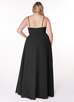 Azazie Moira Bridesmaid Dresses Black A-Line Scoop Chiffon Dress image9