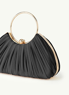 front Sac à main plissé en satin métallisé de couleur assortie