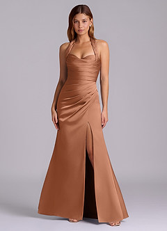 Azazie Destiny Bridesmaid Dresses Bronzer Mermaid Sweetheart Neckline Stretch Satin Dress image4