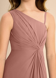 Azazie Brooke Junior Cedar Rose A-Line Side Slit Chiffon Dress image7