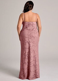 Azazie Tianna Robes de demoiselle d'honneur Robe Fourreau en Blumen-Burnout Dentelle Rose Poussiéreuse image9