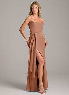 Azazie Tahlia Bridesmaid Dresses Bronzer A-Line with Belt Chiffon Dress image3