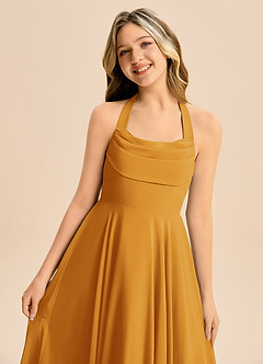 Azazie Kady Junior Butterscotch A-Line Sweetheart Neckline Chiffon Dress image6