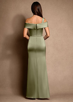 Azazie Altonia Mother of the Bride Dresses Pistachio Mermaid Off the Shoulder Stretch Satin Dress image3