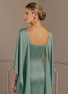 Azazie Eli Mère de la mariée Robes Robe Fourreau en Satin extensible Col de bateau Sauge D'argent image6