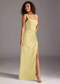 Azazie Jesaphine Brudtärnklänningar Klänning av Tubklänning i Stretch Satin Rosett Citronsorbet image7