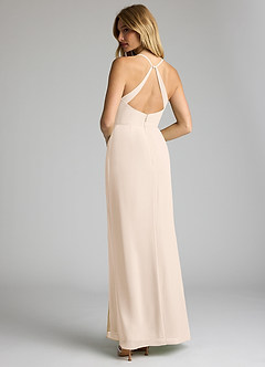 Azazie Becca Brautjungfernkleider Etui V-Hals Chiffon Kleid Alabaster Weiß image6