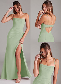 Azazie Leonis Bridesmaid Dresses Dusty Sage Sheath Strapless Chiffon Convertible Dress image9
