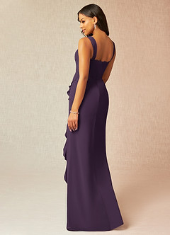 Azazie Camellia Bridesmaid Dresses Plum Sheath Lace Chiffon Dress image2
