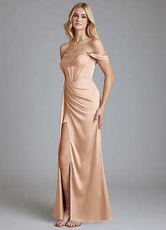 Azazie Amyra Vestidos de damas de honor Vestido de Rosa Inglesa de Satén Elástico de Corte Sirena Convertible con Vestidos sin tirantes image6
